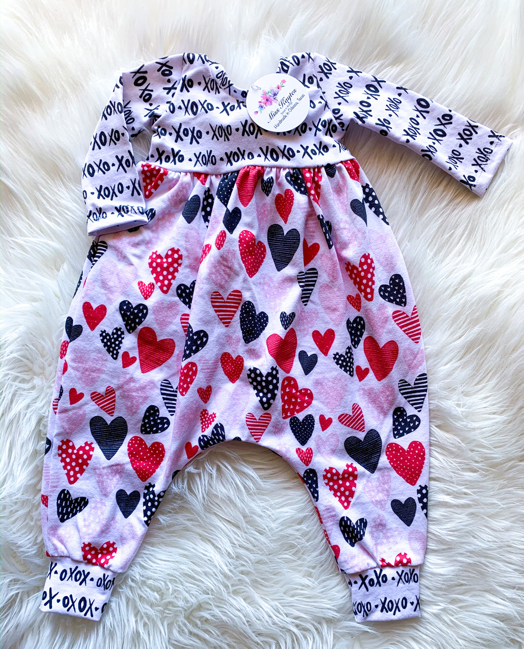 XOXO Hearts Bubble Romper RTS